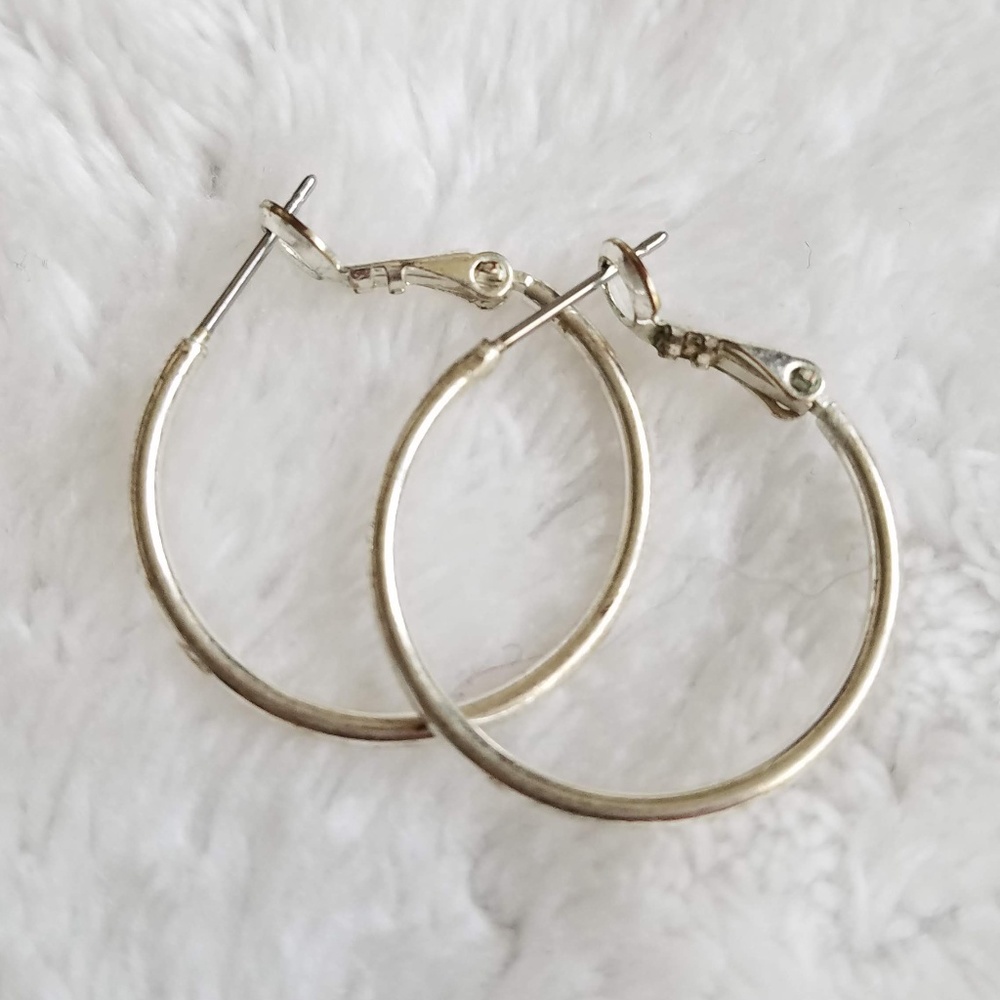 Macy's Medium White Gold Plated Hoop Earrings